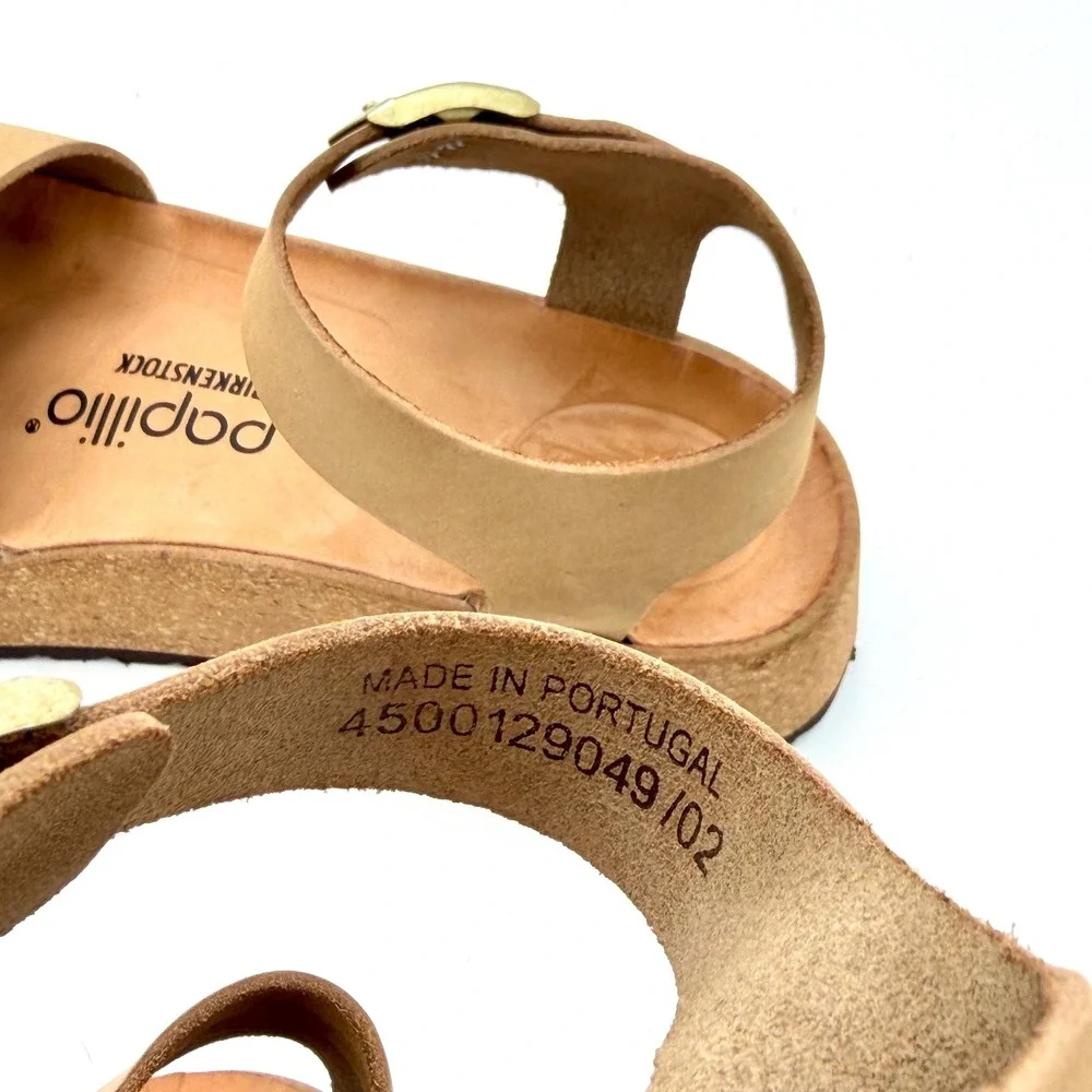 Papillio by Birkenstock Glenda Tan Nubuck Platform Wedge Sandals Women 39 L8 M6